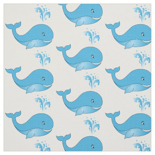 Blue Polka Dot Whales | Veranderbare achtergrond Stof (Swatch)