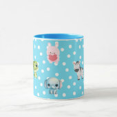 Blue Polka Dot with Kawaii Characters Mok (Midden)