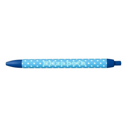 Blue Polka Dot Zwarte Inkt Pen (Voorkant)