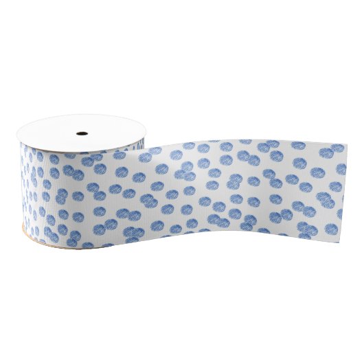 Blue Polka Dots 3' Wide Grosgrain Ribbon Lint (Spoel)