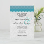 Blue Polka Dots and Lace Wedding V001 Kaart (Staand voorkant)