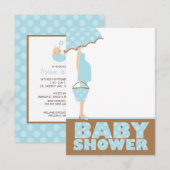 Blue Polka Dots Baby Douche Uitnodigingen (Voorkant / Achterkant)