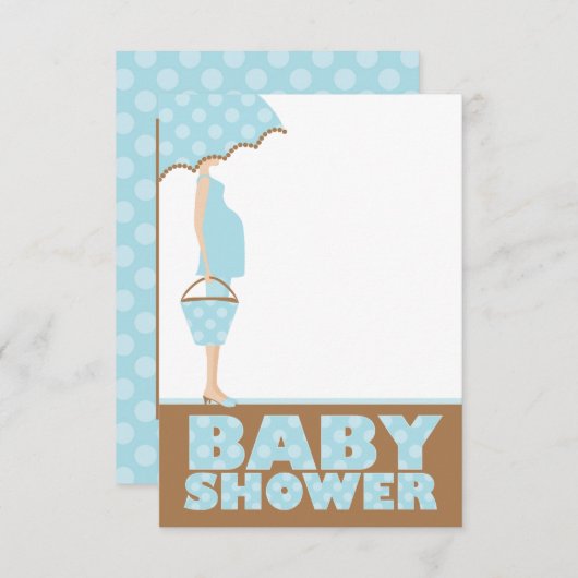 Blue Polka Dots Baby Douche Uitnodigingen (Voorkant / Achterkant)