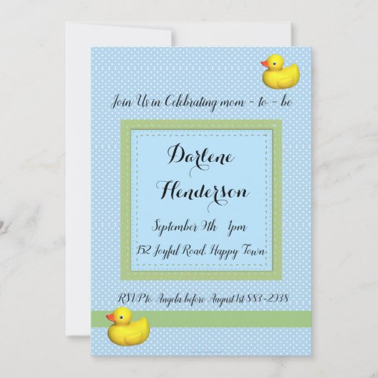 Blue Polka Dots Baby shower Kaart (Voorkant)