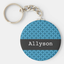 Blue Polka Dots Background Personaliseer Sleutelha Sleutelhanger