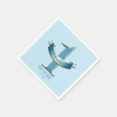 Blue Polka Dots & Banner ONE 1st 1 Birthday Party Servet (Hoek)