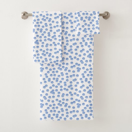 Blue Polka Dots Bathroom Towel Set Bad Handdoek (Insitu)