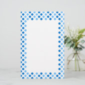 Blue Polka Dots Briefpapier (Staand voorkant)