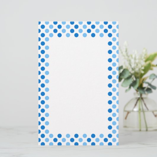 Blue Polka Dots Briefpapier (Staand voorkant)