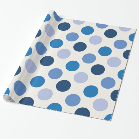 Blue Polka Dots Cadeaupapier (Uitgerold)