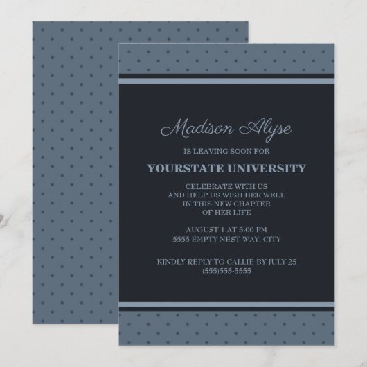 Blue Polka Dots College Trunk Party Kaart (Voorkant / Achterkant)