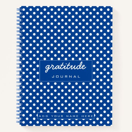 Blue Polka Dots dankbaarheidsjournaal Notitieboek (Voorkant)