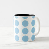 Blue Polka Dots Design Tweekleurige Koffiemok (Voorkant rechts)