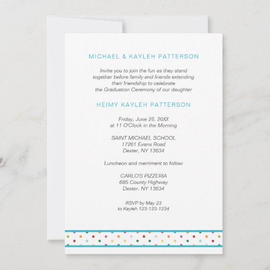 Blue Polka Dots Funny Graduate Photo Graduation  Kaart (Achterkant)