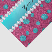 Blue Polka Dots Hot Pink Faux Diamonds Tissuepapier (Detail)