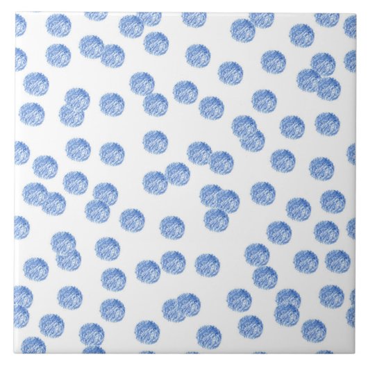 Blue Polka Dots Large Ceramic Tile Tegeltje (Voorkant)