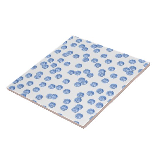 Blue Polka Dots Large Ceramic Tile Tegeltje (Zijkant)