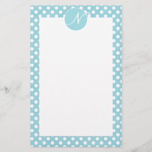 Blue Polka Dots Monogrammed Briefpapier