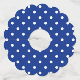 Blue Polka Dots Papier Wijnglas Labels