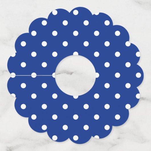 Blue Polka Dots Papier Wijnglas Labels (Voorkant)
