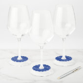 Blue Polka Dots Papier Wijnglas Labels (Set)