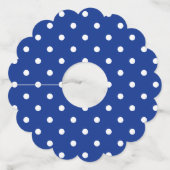 Blue Polka Dots Papier Wijnglas Labels (Achterkant)