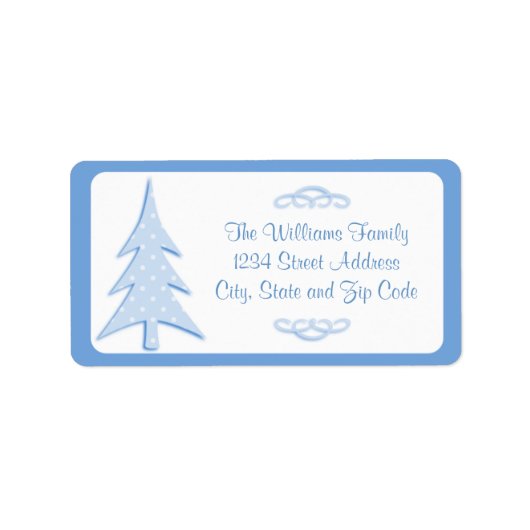 Blue Polka Dots Pattern-kerstboom Etiket (Voorkant)