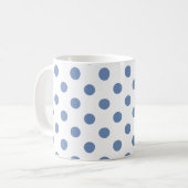 Blue Polka Dots Pattern op White Background Koffiemok (Voorkant links)