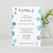 Blue Polka Dots, Polka Dot Pattern, Bat Mitzvah Kaart (Staand voorkant)