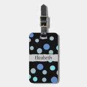 Blue Polka Dots, Polka Dot Pattern, Jouw naam Bagagelabel (Voorkant verticaal)