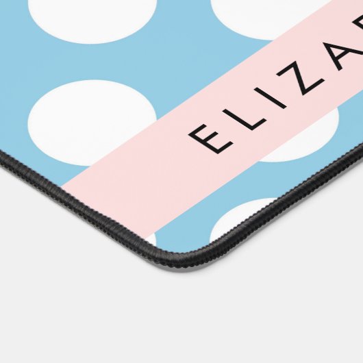 Blue Polka Dots, Polka Dot Pattern, Jouw naam Bureaumat (Hoek)