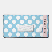 Blue Polka Dots, Polka Dot Pattern, Jouw naam Bureaumat (Keyboard & Muis)