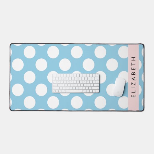 Blue Polka Dots, Polka Dot Pattern, Jouw naam Bureaumat (Keyboard & Muis)