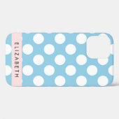 Blue Polka Dots, Polka Dot Pattern, Jouw naam Case-Mate iPhone Case (Achterkant (horizontaal))