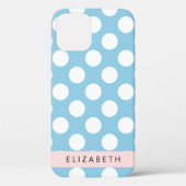 Blue Polka Dots, Polka Dot Pattern, Jouw naam Case-Mate iPhone Case (Achterkant)