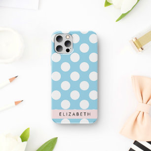 Blue Polka Dots, Polka Dot Pattern, Jouw naam Case-Mate iPhone Case