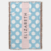 Blue Polka Dots, Polka Dot Pattern, Jouw naam Deken (Voorkant Verticaal)