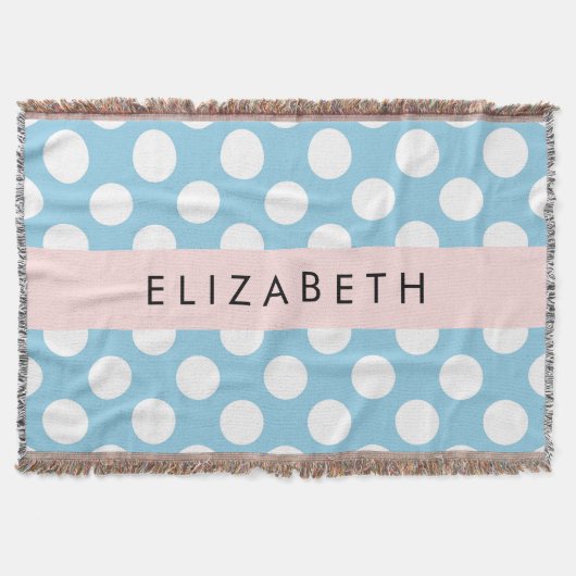 Blue Polka Dots, Polka Dot Pattern, Jouw naam Deken (Voorkant)