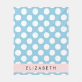Blue Polka Dots, Polka Dot Pattern, Jouw naam Fleece Deken (Voorkant)