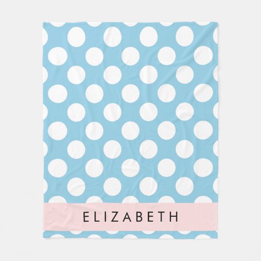 Blue Polka Dots, Polka Dot Pattern, Jouw naam Fleece Deken (Voorkant)