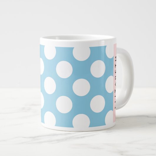 Blue Polka Dots, Polka Dot Pattern, Jouw naam Grote Koffiekop (Voorkant rechts)