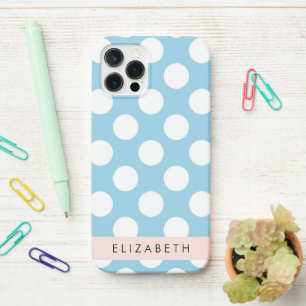 Blue Polka Dots, Polka Dot Pattern, Jouw naam iPhone 12 Pro Hoesje