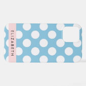 Blue Polka Dots, Polka Dot Pattern, Jouw naam iPhone Hoesje (Achterkant horizontaal)