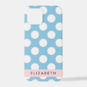 Blue Polka Dots, Polka Dot Pattern, Jouw naam iPhone Hoesje (Achterkant)