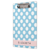 Blue Polka Dots, Polka Dot Pattern, Jouw naam Klembord (Links)