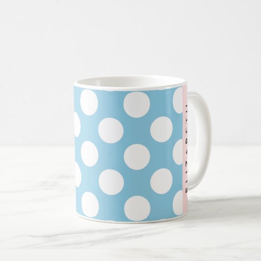 Blue Polka Dots, Polka Dot Pattern, Jouw naam Koffiemok (Voorkant rechts)