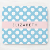 Blue Polka Dots, Polka Dot Pattern, Jouw naam Muismat (Voorkant)