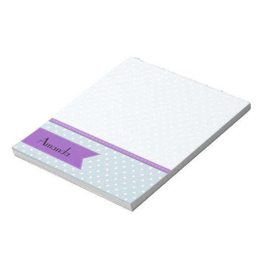 Blue Polka Dots, Polka Dot Pattern, Jouw naam Notitieblok (Linkerzijde)