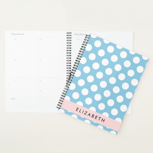 Blue Polka Dots, Polka Dot Pattern, Jouw naam Planner (Display)