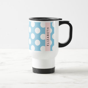 Blue Polka Dots, Polka Dot Pattern, Jouw naam Reisbeker